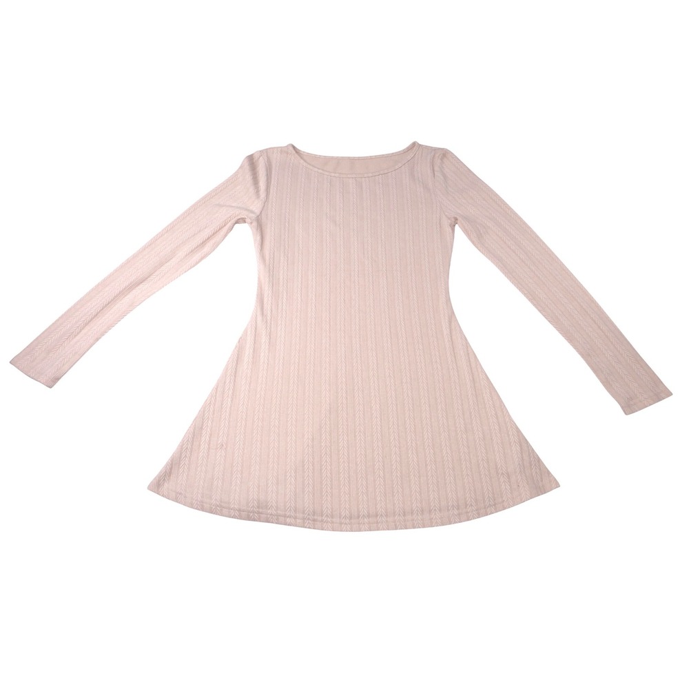 Womens Long Sleeve‎ Textured Knit Mini Dress Cream S